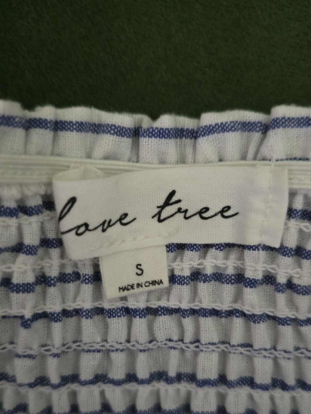 Love Tree White and Blue Striped Smocked Waist Pants Sz S - Picture 3 of 4